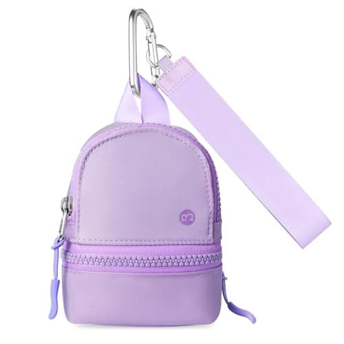 Babysun Mini Backpack Keychain Wristlet Pouch Small Change Coin Purse Cute Zipper Wallet With 3 RFID Card Slots For Women/Men Airpods Cosmetics (Purple) - Image 1