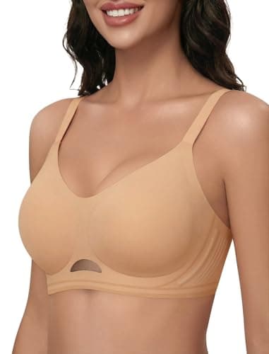 Easybunny Women's Seamless Jelly Bra: Wireless Push-up Full Coverage - Breathable Mesh Padded Bralette for Yoga & Lounge - Nude S - Image 1