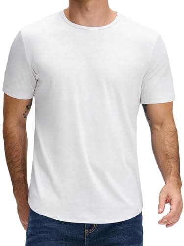 JEMLDL White Tshirt for Men Short Sleeve T Shirts Plain Casual Classic T-Shirts Lightweight Breathable White L - Image 1