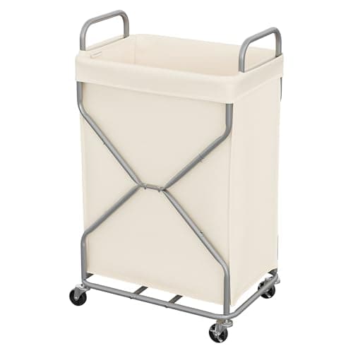 StorageWorks Laundry Basket with Wheels, 120L Rolling Laundry Hamper with Removable Bag and Handles, Laundry Cart for Storage and Organizer, Beige - Image 1