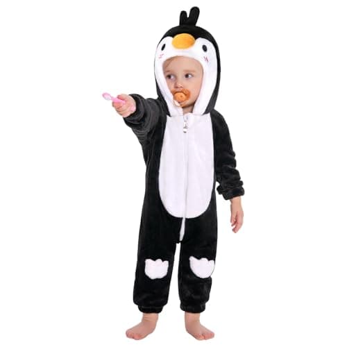 OLAOLA Baby Animal Costume Onesie, Unisex Toddler Penguin Romper, Plush Cosplay Dress Up Infant Outfits Halloween Costume - Image 1