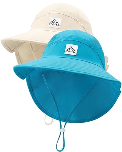 Toddler Baby Sun Hat UPF 50+ Kids Summer Outdoor Sun Hats for Boys Girls Beach Fishing Hat Age 0-8 Years (US, Age, 8 Years, 15 Years, Royal Blue+Beige) - Image 1