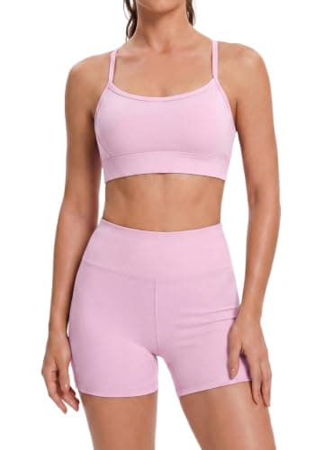 2 Pieces Workout Sets for Women Cross Back Tank Top Yoga Gym Matching Set - Image 1