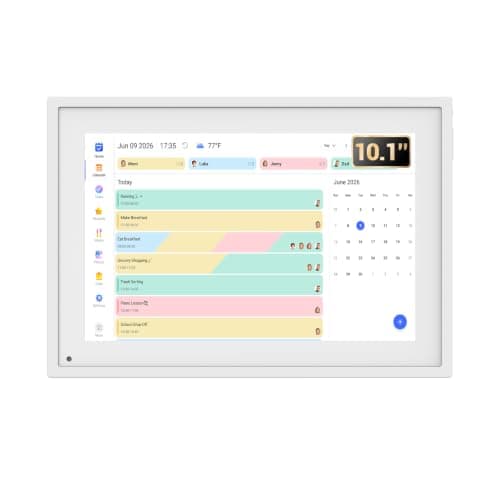 BSIMB 10.1 Inch Digital Calendar - Chore Chart, Meal Planner, Rewards System, Photo Display, Smart Electronic Calendar Touchscreen Interactive Display for Family Schedules Seamless Scheduling White
