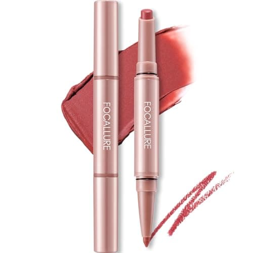 FOCALLURE Fuller Sculpt Dual-Ended Lip Liner & Lipstick 2-in-1,Long Lasting,Highly Pigmented Lip Pencil, Instantly Defines and Plumps for 3D Fuller Lips,RD01 RUBY - Image 1