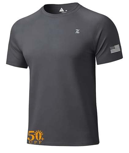 WENTTUO Men's Swim Shirt Short Sleeves UPF 50+ Rash Guard Fast Dry Swimming Rashguard Tee Shirt UV Protection Running Athletic T-Shirts Dark Grey - Image 1