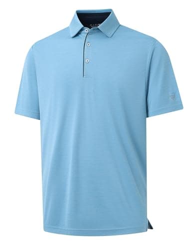 M MAELREG Golf Shirts for Men Dry Fit Athletic Sport Performance Moisture Wicking Mens Polo Shirts Short Sleeve Aqua Heather - Image 1