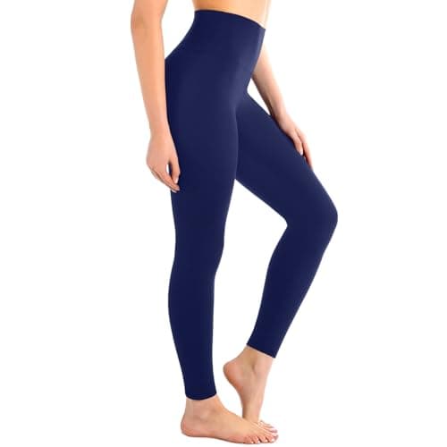 Leafigure High Waisted Leggings for Women- Soft No See-Through Yoga Pants for Gym Workout Running Navy S-M - Image 1