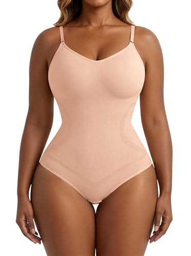 Xcutting Women's Shapewear Bodysuit Tummy Control Seamless Body Shaper Smooths & Lifts Waist Shaping Comfortable Everyday Wear Jumpsuit (Beige Brief, Large) - Image 1