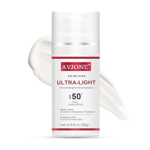 AVJONE Face Sunscreen SPF 50, Broad Spectrum UVA/UVB Protection with Hyaluronic Acid & Vitamin E, Lightweight Non-Greasy Formula, Water-Resistant, Oil-Free, Non-Comedogenic for Sensitive Skin, 1.7 oz - Image 1