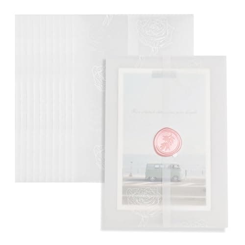 Pilloze 50 Pack Rose Vellum Jackets for 5x7 Invitations - Pre-Folded 115GSM Wedding Invitation Wraps for Wedding, Invitation Cards, Greeting Cards, Baby Shower, Birthday - Image 1