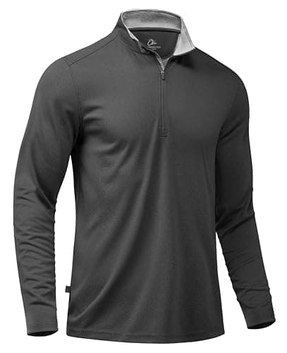 Obla Golf Quarter Zip Pullover for Men Mock Neck Sweatshirt Lightweight Sun Protection Men's Long Sleeve Golf Shirt (Charcoal Black Melange_XXXL) - Image 1
