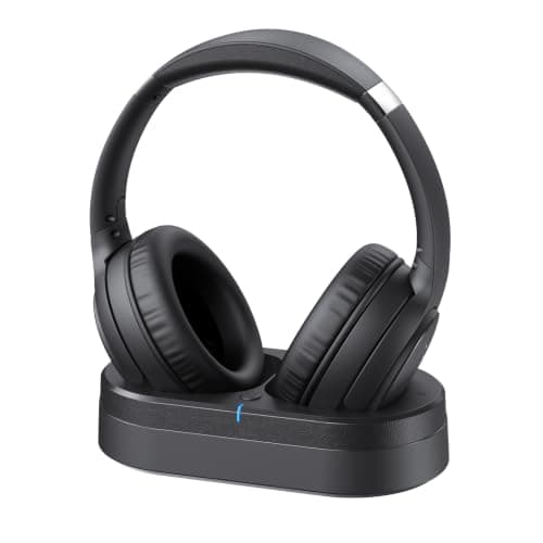 Wireless Headphones for TV Watching, TV Headphones Wireless for Seniors with Versatile Transmitter Charging Dock, Instant Audio Sync, 60-Hour Playtime, Perfect for Parents & Seniors, Black - Image 1