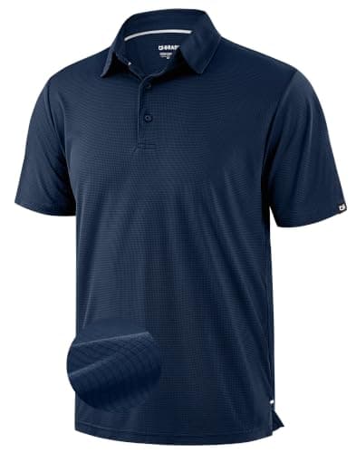 G Gradual Men's Golf Shirts Navy Blue Grid Short Sleeve Dry Fit Moisture Wicking Performance Lightweight Athletic Summer Collared Polo Shirts for Men XX-Large - Image 1