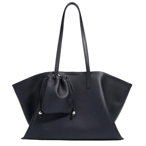 Rosvovo Genuine Leather Tote Bag for Women, Soft Purses Handbags Shoulder Fashion Top Handle Bag Large Capacity Black - Image 1