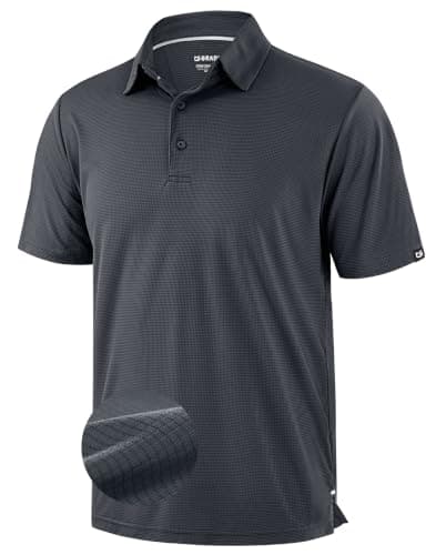 G Gradual Mens Golf Shirt Short Sleeve Moisture Wicking Quick Dry Lightweight Performance Athletic Tennis Grid Collared Polo Shirts for Men(Iron Grey,Small) - Image 1