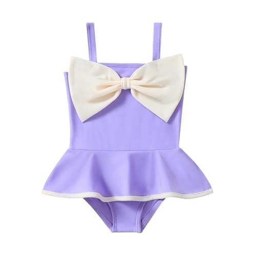 YWFSHOP Baby Girl Swimsuit Infant Toddler One Piece Color Block Ruffle Bow Tankini Bathing Suit Summer Beach Swimwear - Image 1