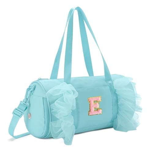 Gitus Birthday Gifts for Girls Age 4-8 Personalized Dance Bag Duffle Bags with Initial Letter Patch Ballets Bag for Girls Mini Travel Tote (Icing Blue-E) - Image 1