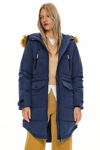 Orolay Women's Thickened Down Jacket Winter Warm Down Coat Navy - Image 1