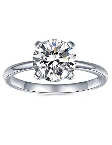 IMOLOVE Moissanite Solitaire Engagement Ring for Women, Women's Engagement Rings Moissanite Promise Rings 2CT D Color VVS1 Clarity Wedding band 925 Sterling Silver with 18K Gold Plated-7-2CT - Image 1