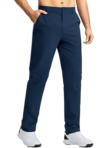 Nakvoc Mens Golf Pants Work Dress Pants Lightweight Quick Dry Casual Slack Trousers(Navy L32.W38 - Image 1