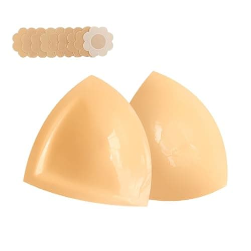 DEPOVOR Double-Sided Adhesive Bra Inserts, Large Size Lightly Padded for D+ Cups, Reusable Lifting Enhancers for Large Busts Beige - Image 1