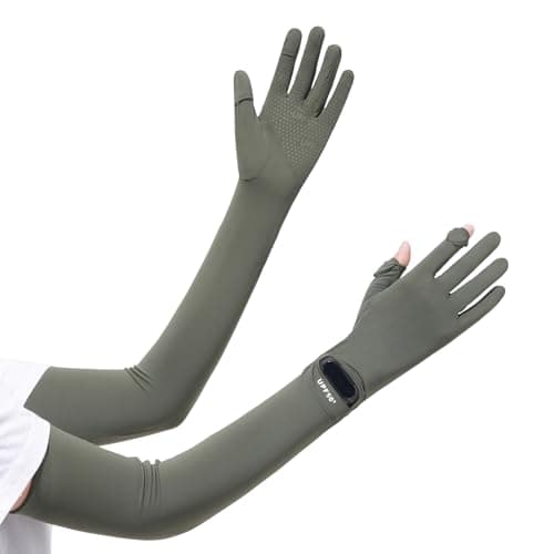 apaepr Ultra Thin Full Finger UV Protection Gloves Driving Gloves Women, Breathable Touchscreen UPF Glove Sun Protection Glove (Green, One Size) - Image 1