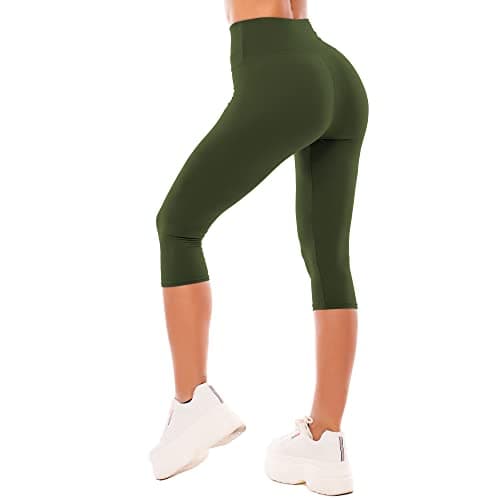 SINOPHANT High Waisted Leggings for Women - Full Length Capri Buttery Soft Yoga Pants for Workout Athletic(Capri ArmyGreen,XXL) - Image 1