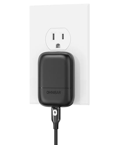 Omnibar Slim Flat 30W USB C Wall Charger, GaN Fast Charging Block with Foldable Plug, PD 3.0 PPS Type C Power Adapter for iPhone 17 16 15 Pro Max, Samsung Galaxy S26 S25 S24, iPad Pro, AirPods, Black - Image 1