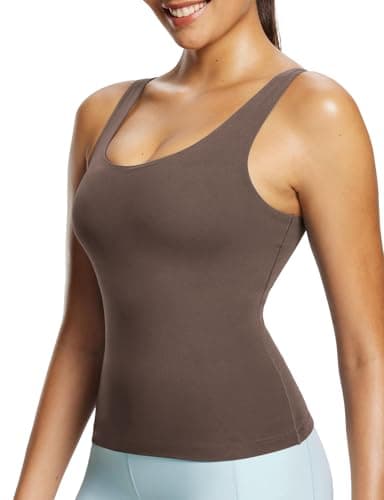 baleaf Freeleaf Longline Sports Bras for Women, Wirefree 3D Molded Cup Tank Tops, Medium Impact Yoga Workout Running Bra Dark Brown 3XL - Image 1