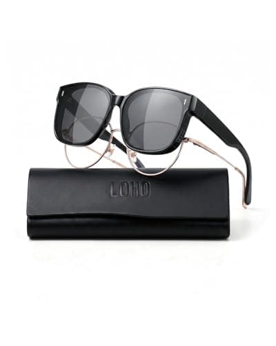 LOHO Polarized Fit Over Glasses Sunglasses for Women Men, UV400 Over Glasses Sunglasses with TAC Lens, Lightweight TR90 Wrap Around Fit Over Sunglasses for Driving Outdoor Use - Image 1