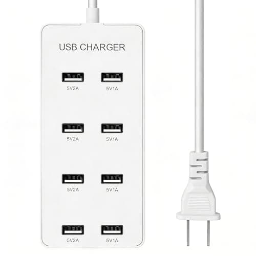 USB Wall Charger USB Charging Station for Multiple Devices 8-Ports Power Hub Strip Smart Charger Block Compatible with iPhone, Galaxy, iPad Tablet, and Other Devices(White) - Image 1