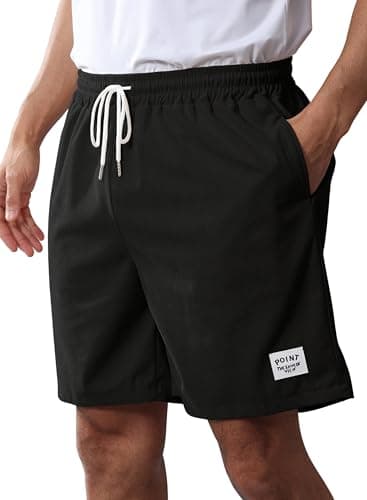 Kfnire Mens Corduroy Shorts Cotton Blend Lightweight Soft Summer Shorts Elastic Waist Beach Casual Short for Men with Pockets Black - Image 1