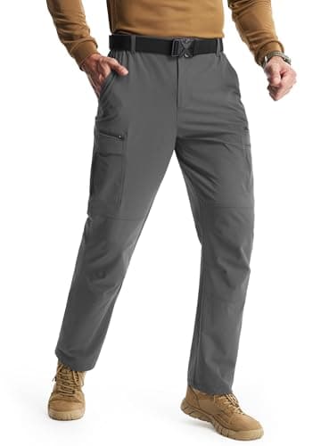 Libin Men's Hiking Pants with 8 Pockets 32" Lightweight Stretch Cargo Work Pants Quick Dry Water Resistant Travel Outdoor, Grey, 38W x 32L - Image 1