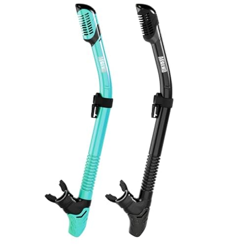 Aegend Diving Dry Snorkel for Adult & Youth - Foldable Snorkeling Gear with Top Dry Valve, Perfect for Snorkeling, Freediving, Swimming and Scuba Diving (Black & Cyan) - Image 1