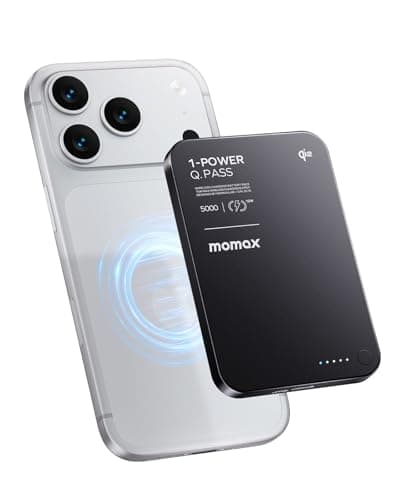 MOMAX Q.PASS Magnetic Power Bank Fast Charging Qi2 Certified 15W, 5000mAh 0.37" Slim Portable Charger Wireless for Magsafe Battery Pack iPhone Air/17/16/15/14/13/12,Samsung Galaxy,Google Pixel,Android - Image 1
