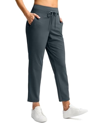 G Gradual Pants for Women High Waisted Golf Pants 2 Pockets 7/8 Stretchy Soft Pants for Athletic Travel Casual Business Work, Grey, X-Large - Image 1