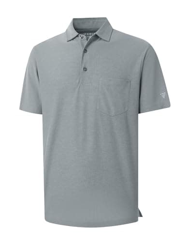 M MAELREG Mens Golf Shirt Pocket Stretch Cllared Moisture Wicking Lightweight Athletic Casual Golf Polos for Men Dark Blue - Image 1