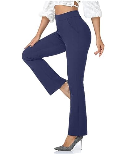 Agenlulu High Waisted Dress Pants for Women Bootcut Elastic Waist Navy Work Slacks for Women Business Casual 31.5" Inseam - Image 1