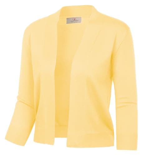 GRACE KARIN Womens Summer Yellow Cropped Cardigan Sweaters Lightweight Short Open Front Bolero Shrugs for Dress M - Image 1
