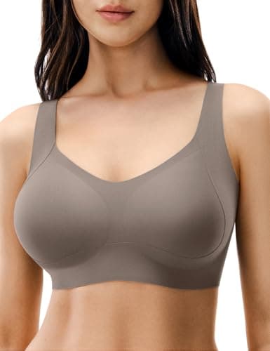 Lehoba Seamless Bras for Women, Wireless Supportive Bra Comfortable No Underwire Full Coverage Push Up Bra Gray - Image 1