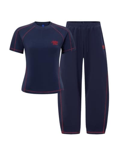 Aelfric Eden Slim Lounge Sets for Women 2026 Summer 2 Piece Matching Sets Two Piece Loungewear Spring Outfits Navy Blue Medium