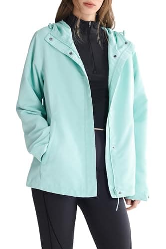 Orolay Women's Lightweight Outdoor Jacket Hooded Packable Softshell Raincoat Travel Water-repellent Breathable Hiking Windbreaker Green X-Large - Image 1
