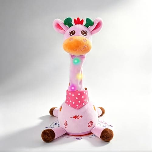 LLUKEME Dancing Talking Giraffe Toy, Stuffed Animal Baby Toy Repeating What You Say, Glowing Musical Electronic Giraffe Gifts for Toddlers 1-3 Years Old, Easter Gift for Kids (Purple Giraffe) - Image 1