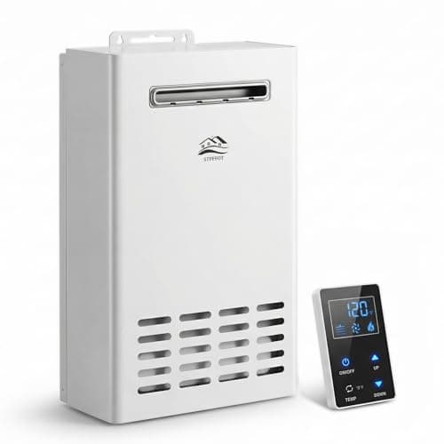 Propane Tankless Water Heater Outdoor, 5.2 GPM 130000 BTU On Demand Hot Water Heater with Remote Control, 110V Residential Instant Propane Waterheater - Image 1