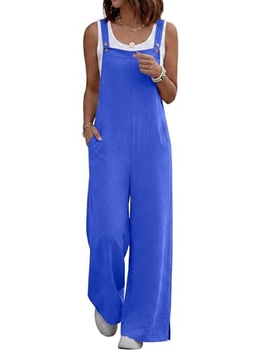ANRABESS Overalls for Women 2026 Summer Casual Loose One Piece Outfits Baggy Wide Leg Jumpers Lightweight Comfy Rompers Royal Blue X-Large - Image 1