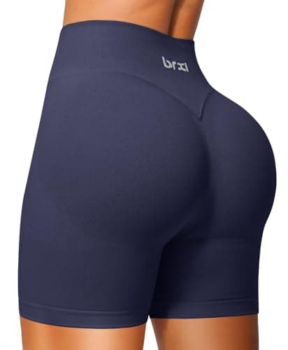 BRXL Women Workout Impact Shorts 3.6" Butt Lifting Biker Shorts Tummy Control Seamless High Waisted Gym Shorts No Front Seam Purplish Blue - Image 1