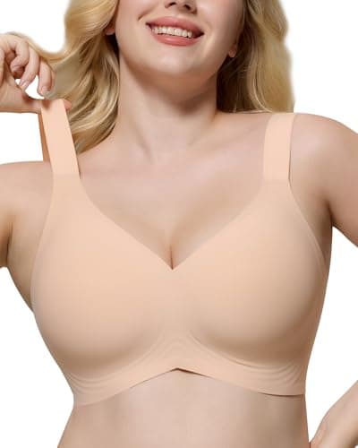 HORISUN Bras for Women No Underwire Wireless Seamless Wirefree Support Lift Full Coverage Push Up T Shirt Bra (Nude Skin Color X-Large) - Image 1