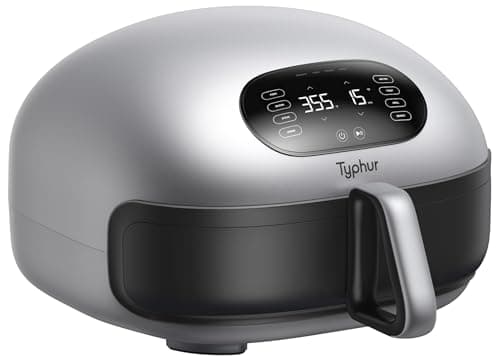 Typhur Dome 2 AI Smart Air Fryer, Large Flat Airfryer with Top & Bottom Heating, Self-cleaning Digital Fryer, PFAS free Ceramic Basket, Fits a 12" Pizza or Steaks, Whisper-Quiet, 120V