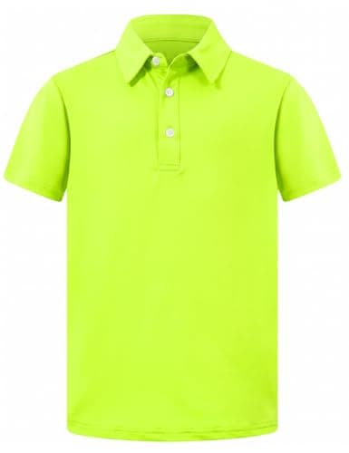 Cozople Boys Golf Shirts Moisture Wicking Dry Fit Polo Shirts Solid Short Sleeve School Uniform,Neon Yellow,Size 5-6 - Image 1